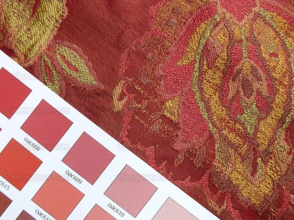 Rm Coco 100% Silk Lampas Gilded Paisley "Crimson" Red MSRP USD 267/y