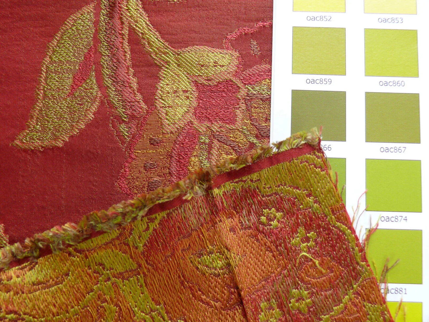 Rm Coco 100% Silk Lampas Gilded Paisley "Crimson" Red MSRP USD 267/y