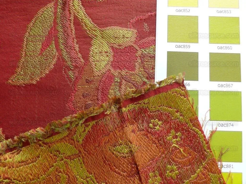 Rm Coco 100% Silk Lampas Gilded Paisley "Crimson" Red MSRP USD 267/y