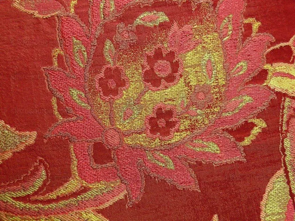 Rm Coco 100% Silk Lampas Gilded Paisley "Crimson" Red MSRP USD 267/y