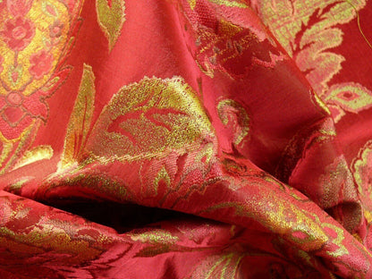 Rm Coco 100% Silk Lampas Gilded Paisley "Crimson" Red MSRP USD 267/y
