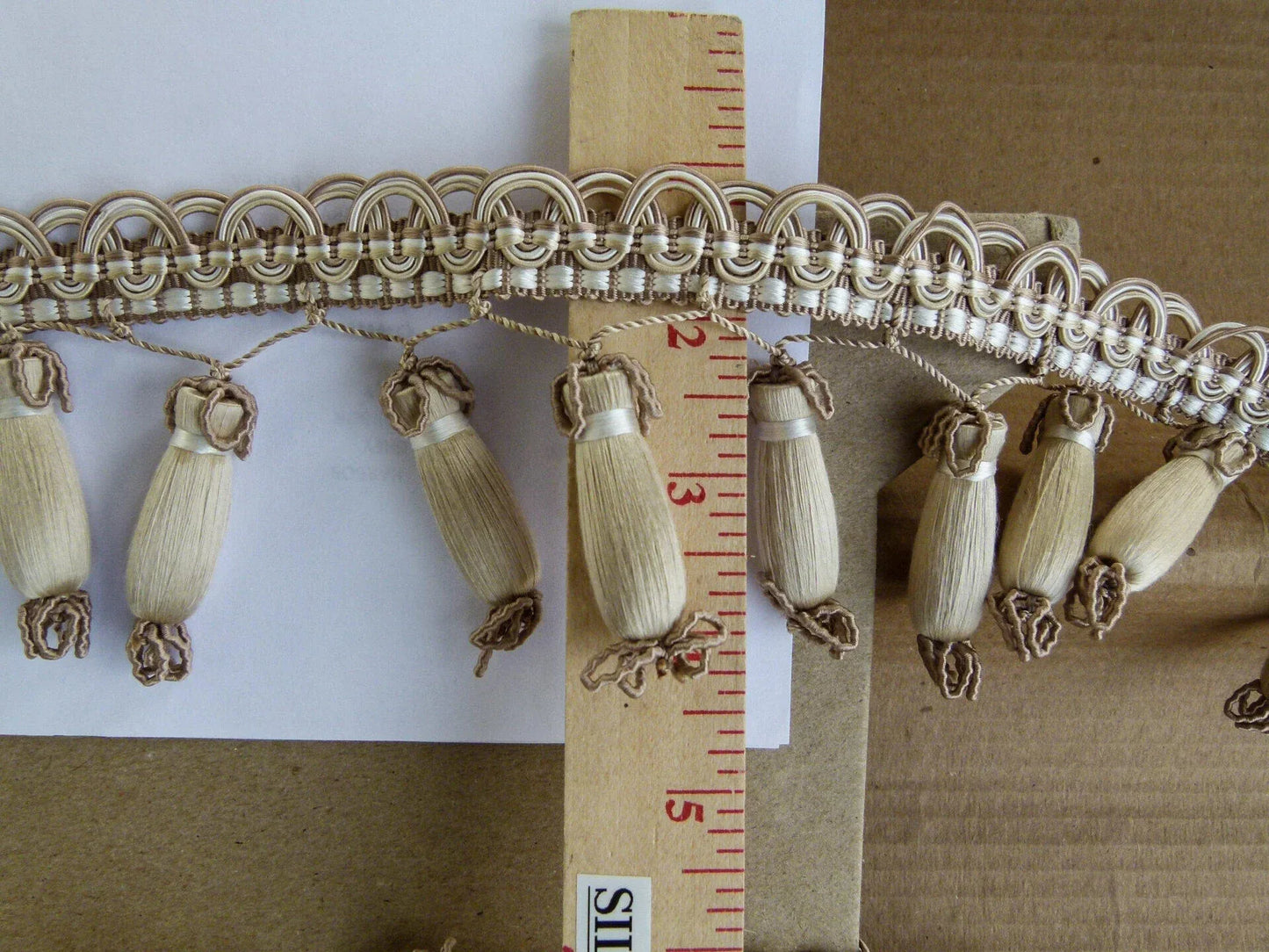 Scalamandre Hampton Court Mold Fringe Cream, Taupe, Natural Light Duty Beige MSRP USD 410