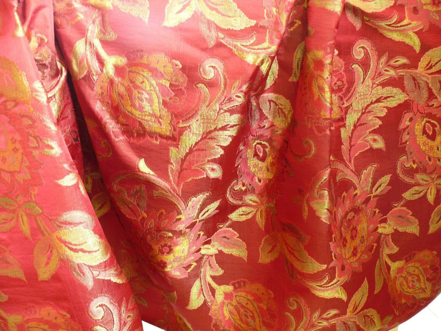 Rm Coco 100% Silk Lampas Gilded Paisley "Crimson" Red MSRP USD 267/y