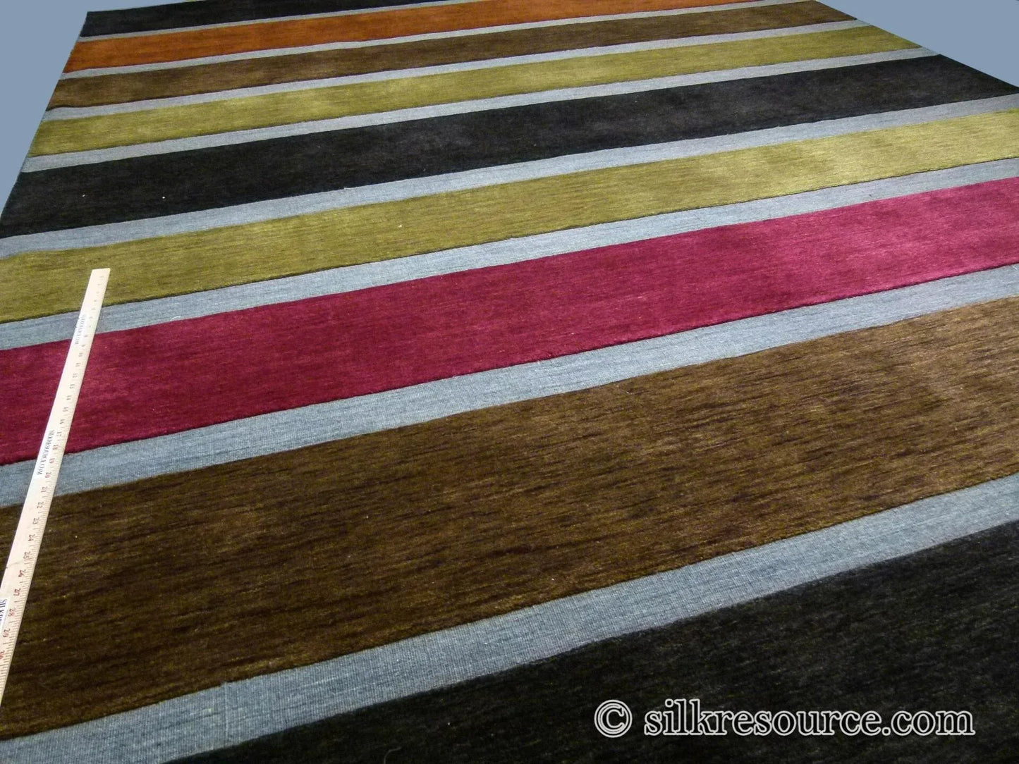 Stark Cranbook Mocha 7'11" X 10' 1" Colorful Stripe Red Beige Mustard Modern Wool Rug MSRP USD 1690