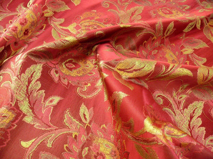 Rm Coco 100% Silk Lampas Gilded Paisley "Crimson" Red MSRP USD 267/y