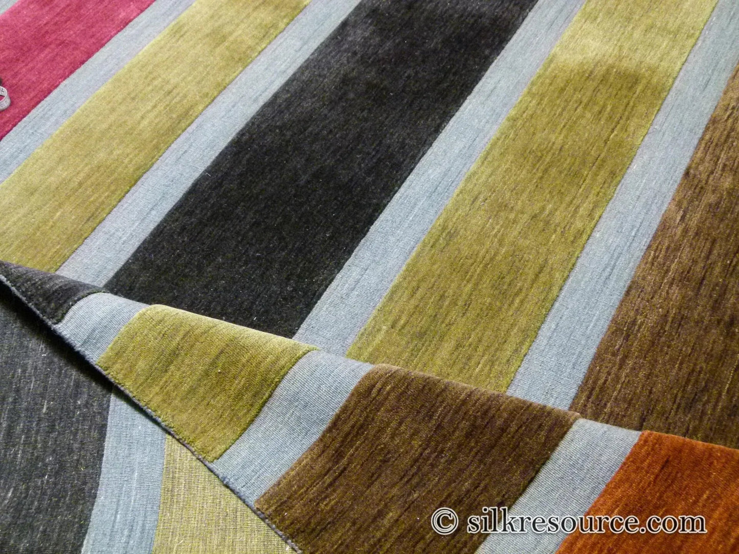 Stark Cranbook Mocha 7'11" X 10' 1" Colorful Stripe Red Beige Mustard Modern Wool Rug MSRP USD 1690