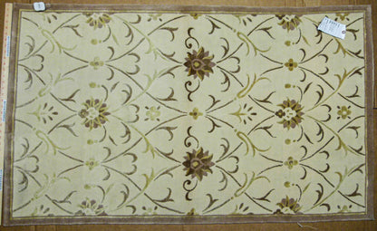 Stark Englewood Wheat 5x3' Gold Cream Silk Wool Hand-knotted Rug Modern Tulip Lotus Artichoke Crewel Flora MSRP USD 1500