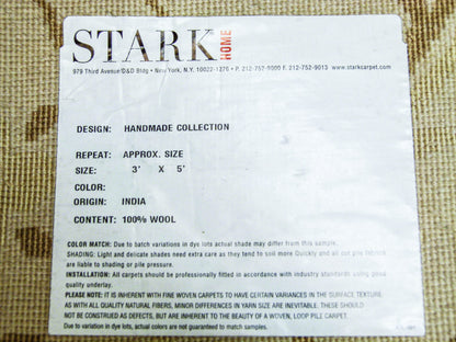 Stark Englewood Wheat 5x3' Gold Cream Silk Wool Hand-knotted Rug Modern Tulip Lotus Artichoke Crewel Flora MSRP USD 1500