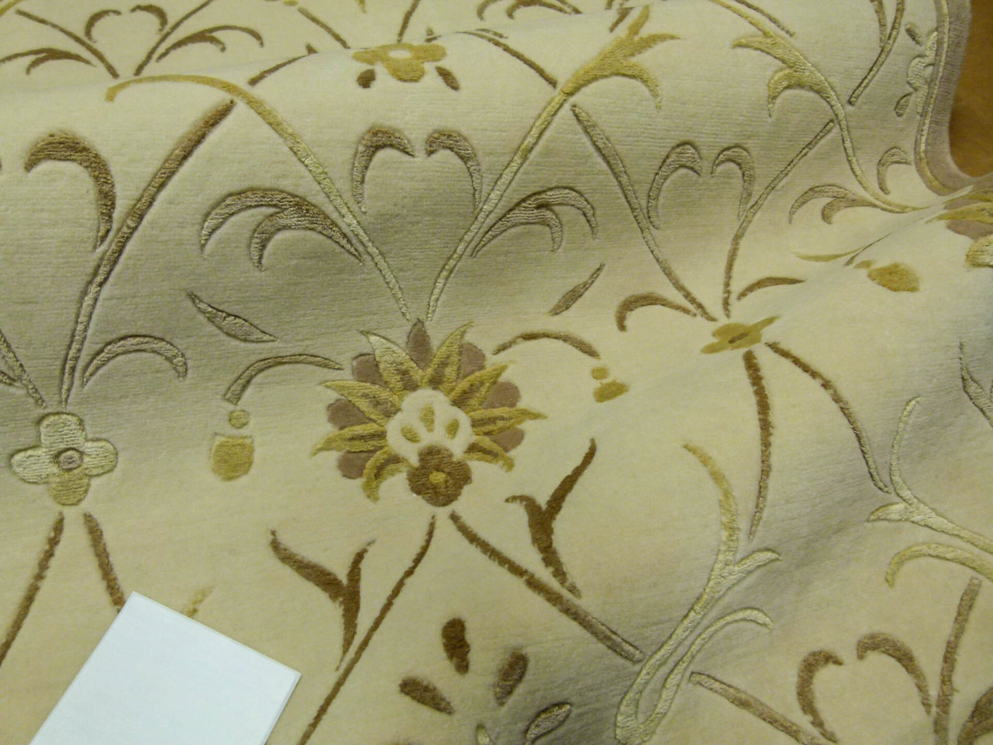 Stark Englewood Wheat 5x3' Gold Cream Silk Wool Hand-knotted Rug Modern Tulip Lotus Artichoke Crewel Flora MSRP USD 1500