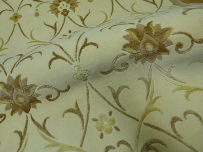 Stark Englewood Wheat 5x3' Gold Cream Silk Wool Hand-knotted Rug Modern Tulip Lotus Artichoke Crewel Flora MSRP USD 1500