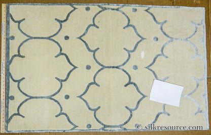 Stark Fort Valley Antique White 3x5' Hand-knotted Wool Rug Blue Antique White Modern Medallion MSRP USD 741