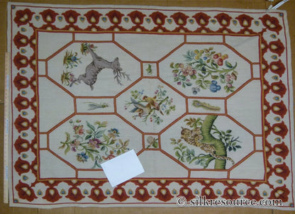 Stark Barentu Silver  Diamond Barratta Collection Leopard Deer Bird Flora Zoology 100% Wool 4x5' MSRP USD 1150