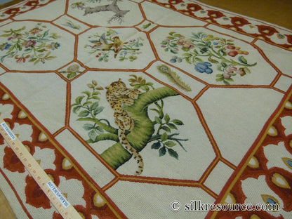 Stark Barentu Silver  Diamond Barratta Collection Leopard Deer Bird Flora Zoology 100% Wool 4x5' MSRP USD 1150