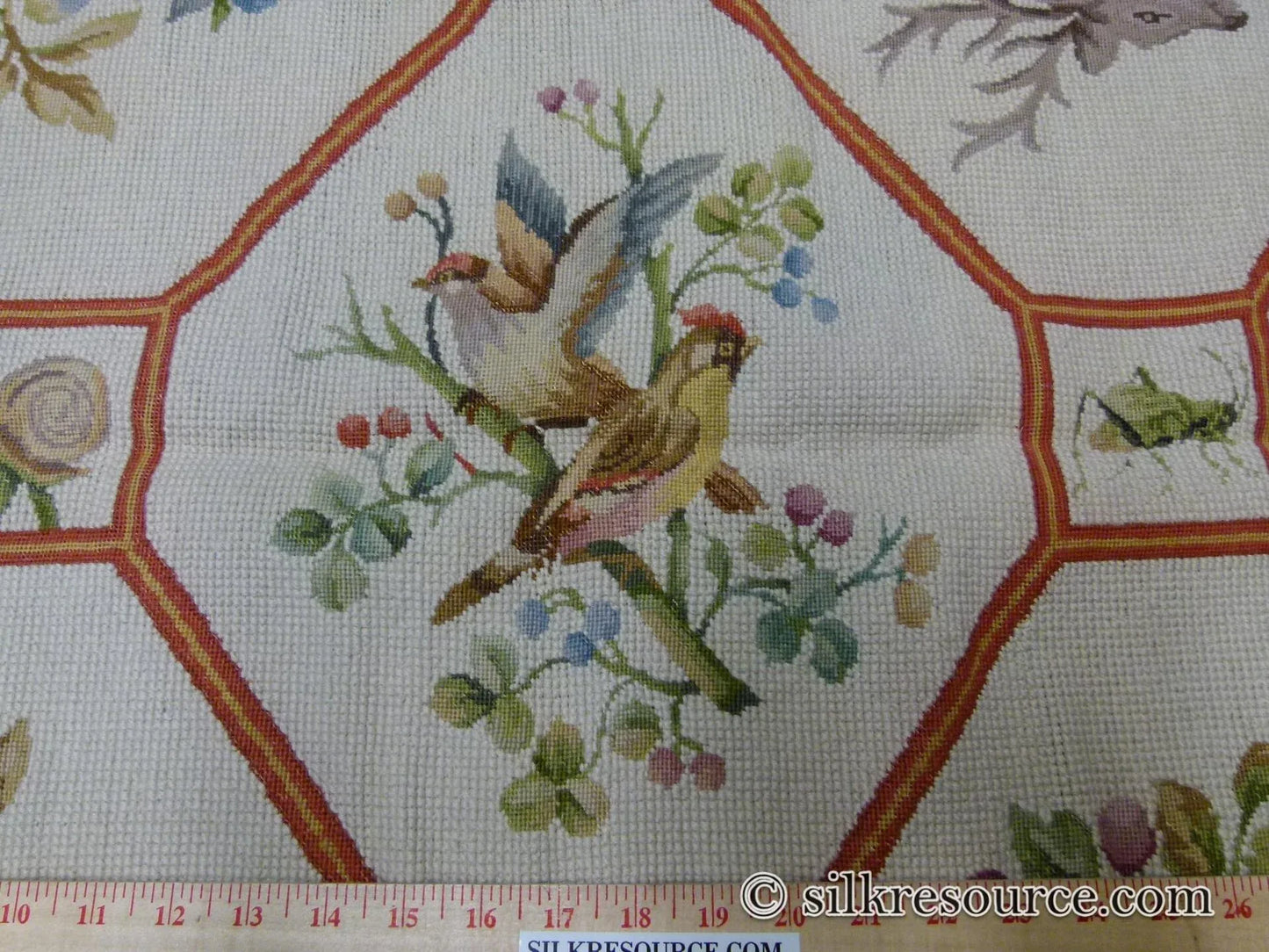 Stark Barentu Silver  Diamond Barratta Collection Leopard Deer Bird Flora Zoology 100% Wool 4x5' MSRP USD 1150