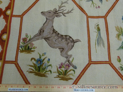 Stark Barentu Silver  Diamond Barratta Collection Leopard Deer Bird Flora Zoology 100% Wool 4x5' MSRP USD 1150