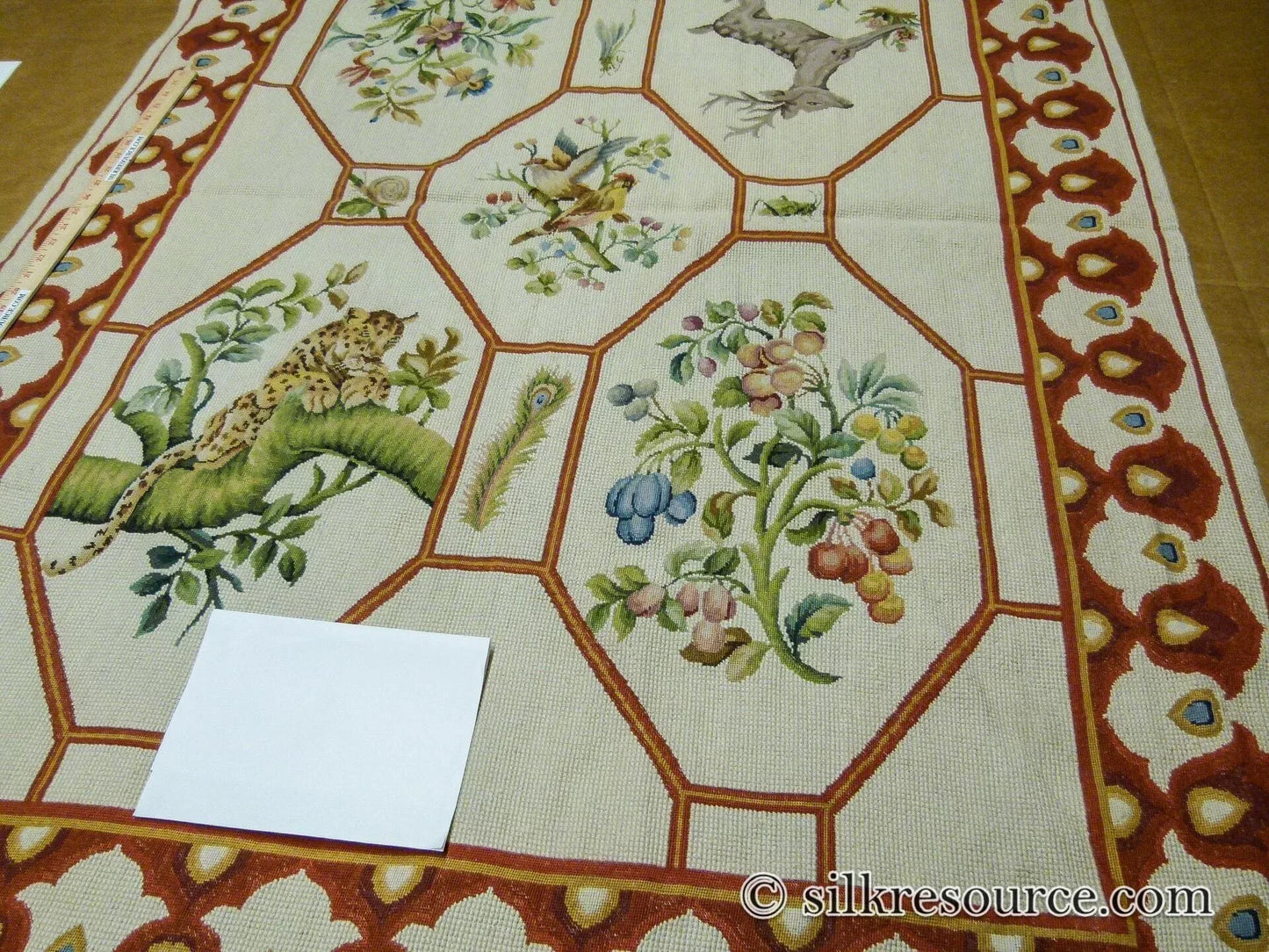 Stark Barentu Silver  Diamond Barratta Collection Leopard Deer Bird Flora Zoology 100% Wool 4x5' MSRP USD 1150