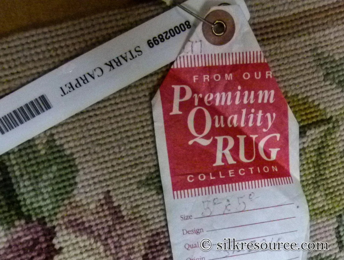 Stark Bell Gardens Tan 5x5' Flower Birds Butterfly Garland 100% Wool Rug Pink Green Yellow MSRP USD 877.50