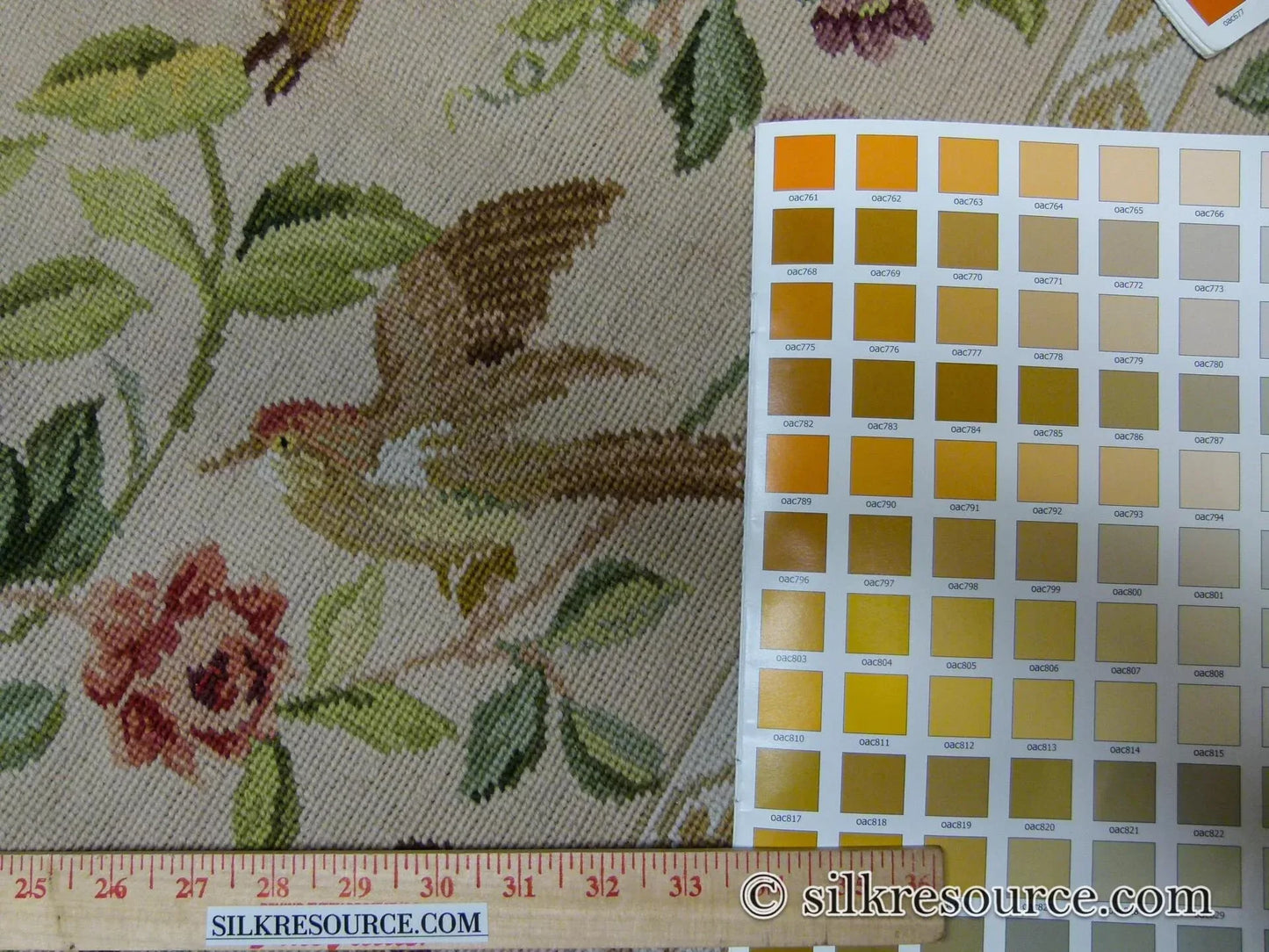 Stark Bell Gardens Tan 5x5' Flower Birds Butterfly Garland 100% Wool Rug Pink Green Yellow MSRP USD 877.50