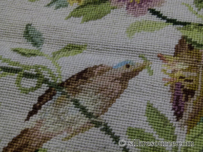 Stark Bell Gardens Tan 5x5' Flower Birds Butterfly Garland 100% Wool Rug Pink Green Yellow MSRP USD 877.50