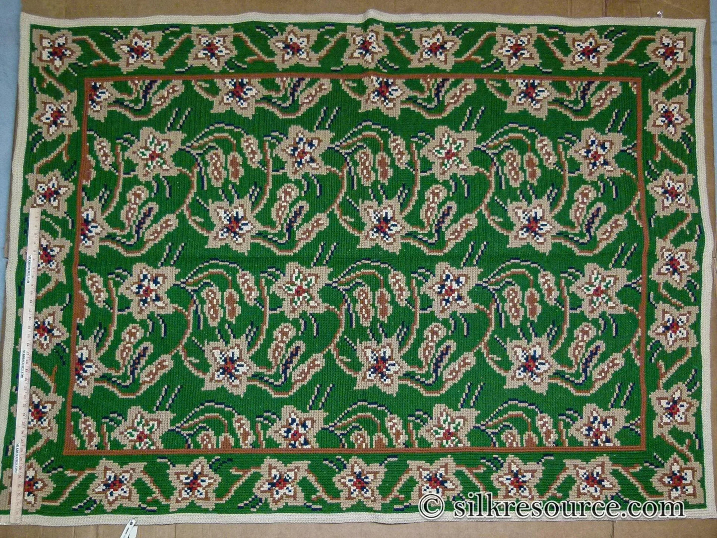 Stark Hongseong Dim Grey 5x6' Korean Asian Flora Forsythia Emerald Green Beige Red MSRP USD 1500