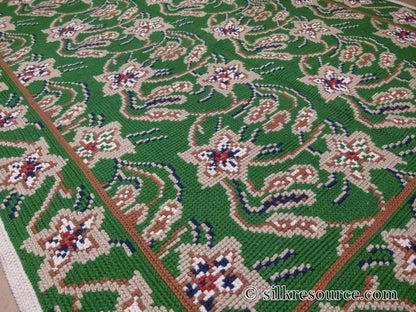 Stark Hongseong Dim Grey 5x6' Korean Asian Flora Forsythia Emerald Green Beige Red MSRP USD 1500