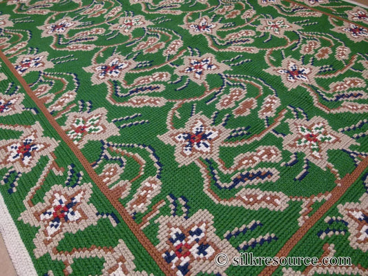 Stark Hongseong Dim Grey 5x6' Korean Asian Flora Forsythia Emerald Green Beige Red MSRP USD 1500