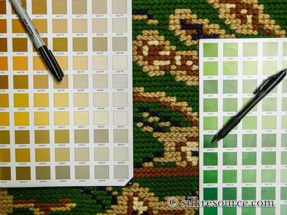 Stark Hongseong Dim Grey 5x6' Korean Asian Flora Forsythia Emerald Green Beige Red MSRP USD 1500