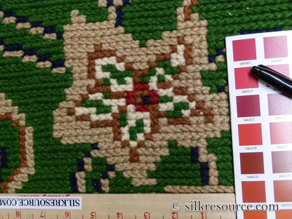 Stark Hongseong Dim Grey 5x6' Korean Asian Flora Forsythia Emerald Green Beige Red MSRP USD 1500