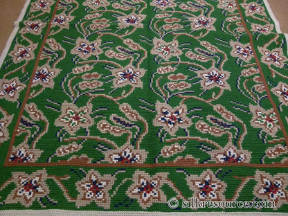 Stark Hongseong Dim Grey 5x6' Korean Asian Flora Forsythia Emerald Green Beige Red MSRP USD 1500