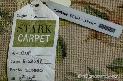 Stark Bell Gardens Tan 8' X 5' Flower Birds Butterfly Garland 100% Wool Rug Pink Green Yellow MSRP USD 1300