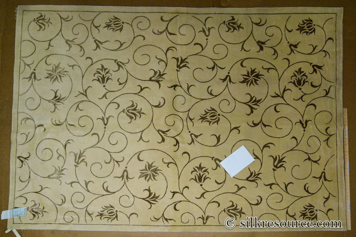 Stark Endicott Silver 5x8' Silk Wool Hand-knotted Rug Medallion Damask MSRP USD 4550