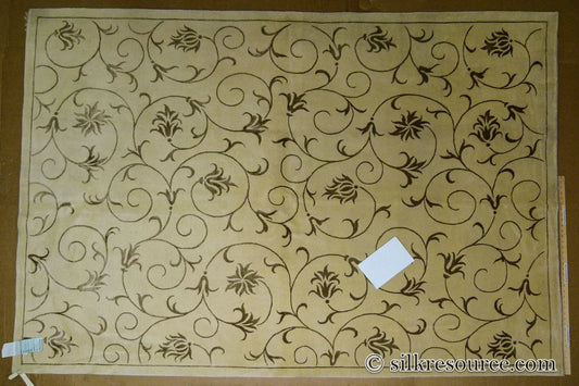 Stark Endicott Silver 5x8' Silk Wool Hand-knotted Rug Medallion Damask MSRP USD 4550