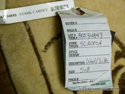 Stark Endicott Silver 5x8' Silk Wool Hand-knotted Rug Medallion Damask MSRP USD 4550