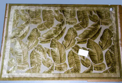 Stark El Cerrito Dark Khaki 6x9' Silk Wool Hand Knotted Banana Tree Foliage Tropical Green MSRP USD 3770