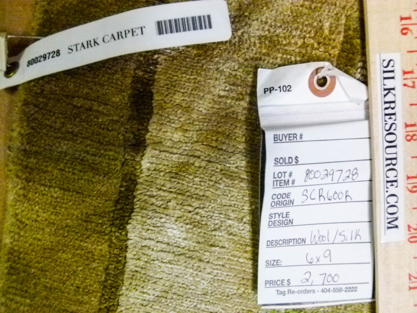 Stark El Cerrito Dark Khaki 6x9' Silk Wool Hand Knotted Banana Tree Foliage Tropical Green MSRP USD 3770