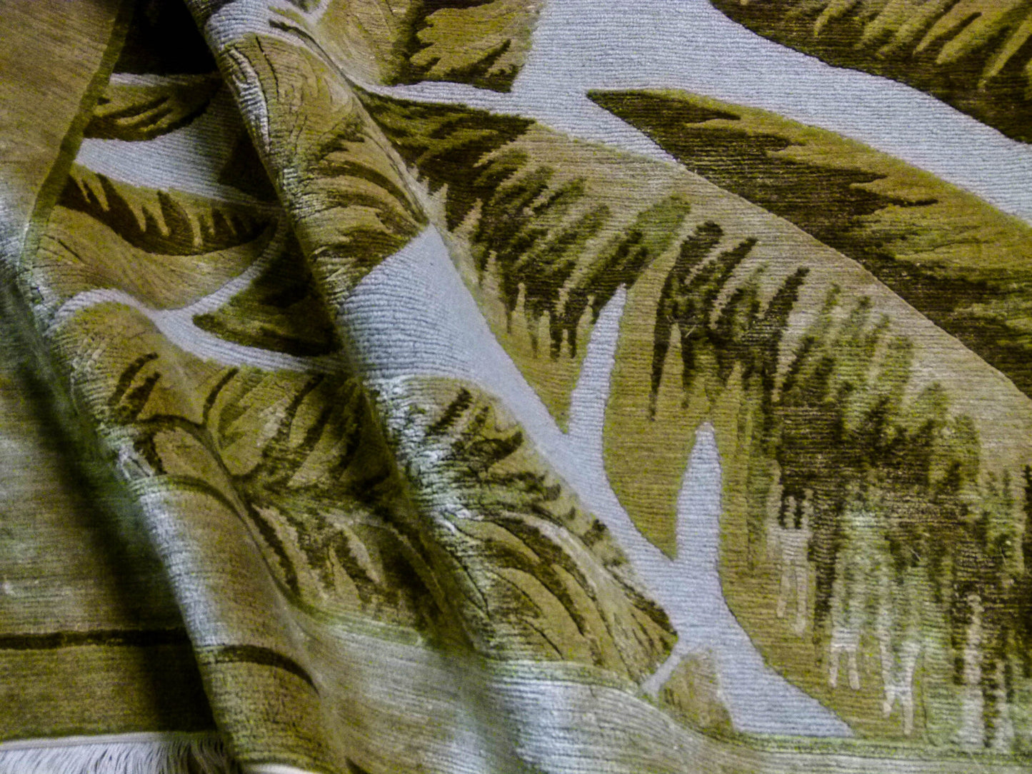Stark El Cerrito Dark Khaki 6x9' Silk Wool Hand Knotted Banana Tree Foliage Tropical Green MSRP USD 3770