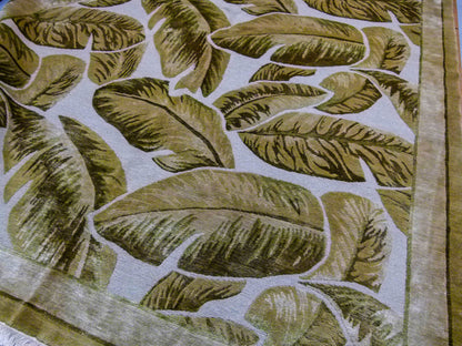 Stark El Cerrito Dark Khaki 6x9' Silk Wool Hand Knotted Banana Tree Foliage Tropical Green MSRP USD 3770