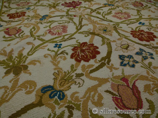 Stark Hay River Burly Wood 6'6" X10' Wool Needlepoint Fine Handmade Rug Renaissance Tulips Rose Iris Red Pink Blue Sage Green MSRP USD 1900