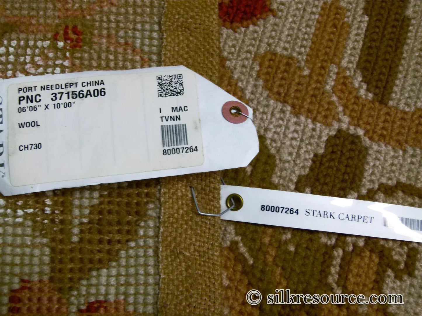 Stark Hay River Burly Wood 6'6" X10' Wool Needlepoint Fine Handmade Rug Renaissance Tulips Rose Iris Red Pink Blue Sage Green MSRP USD 1900