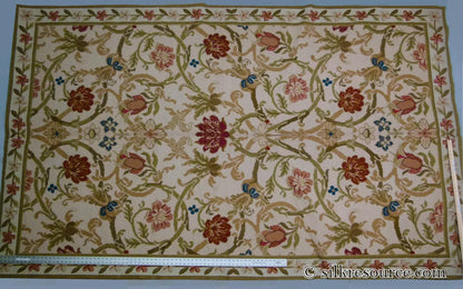 Stark Hay River Burly Wood 6'6" X10' Wool Needlepoint Fine Handmade Rug Renaissance Tulips Rose Iris Red Pink Blue Sage Green MSRP USD 1900