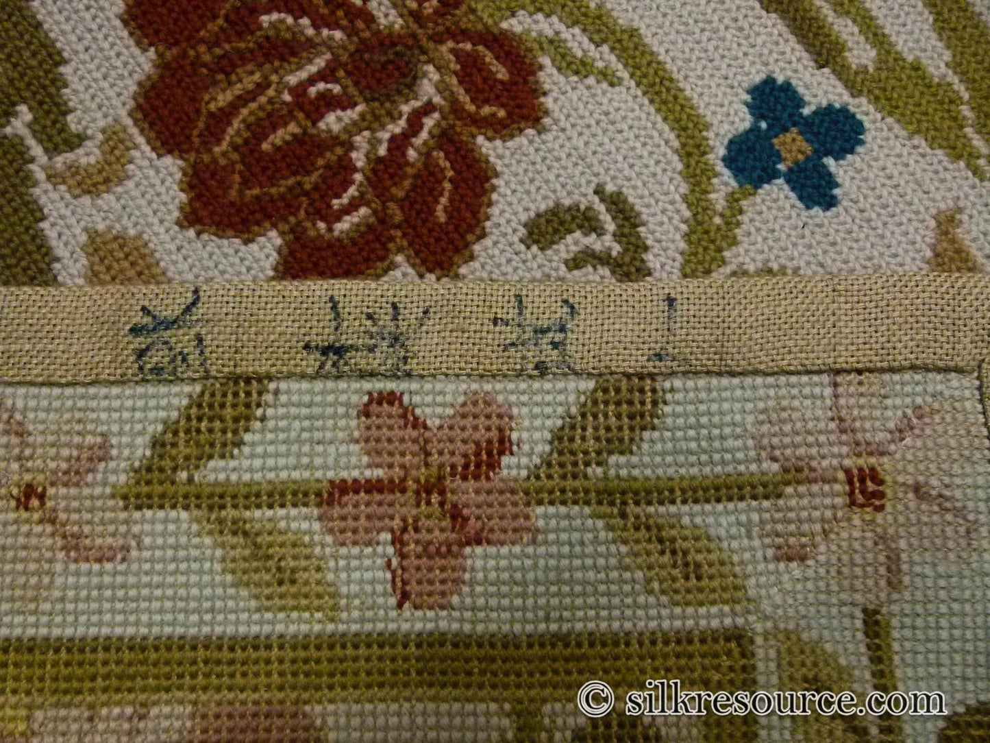 Stark Hay River Burly Wood 6'6" X10' Wool Needlepoint Fine Handmade Rug Renaissance Tulips Rose Iris Red Pink Blue Sage Green MSRP USD 1900