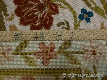 Stark Hay River Burly Wood 6'6" X10' Wool Needlepoint Fine Handmade Rug Renaissance Tulips Rose Iris Red Pink Blue Sage Green MSRP USD 1900