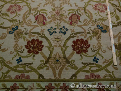 Stark Hay River Burly Wood 6'6" X10' Wool Needlepoint Fine Handmade Rug Renaissance Tulips Rose Iris Red Pink Blue Sage Green MSRP USD 1900