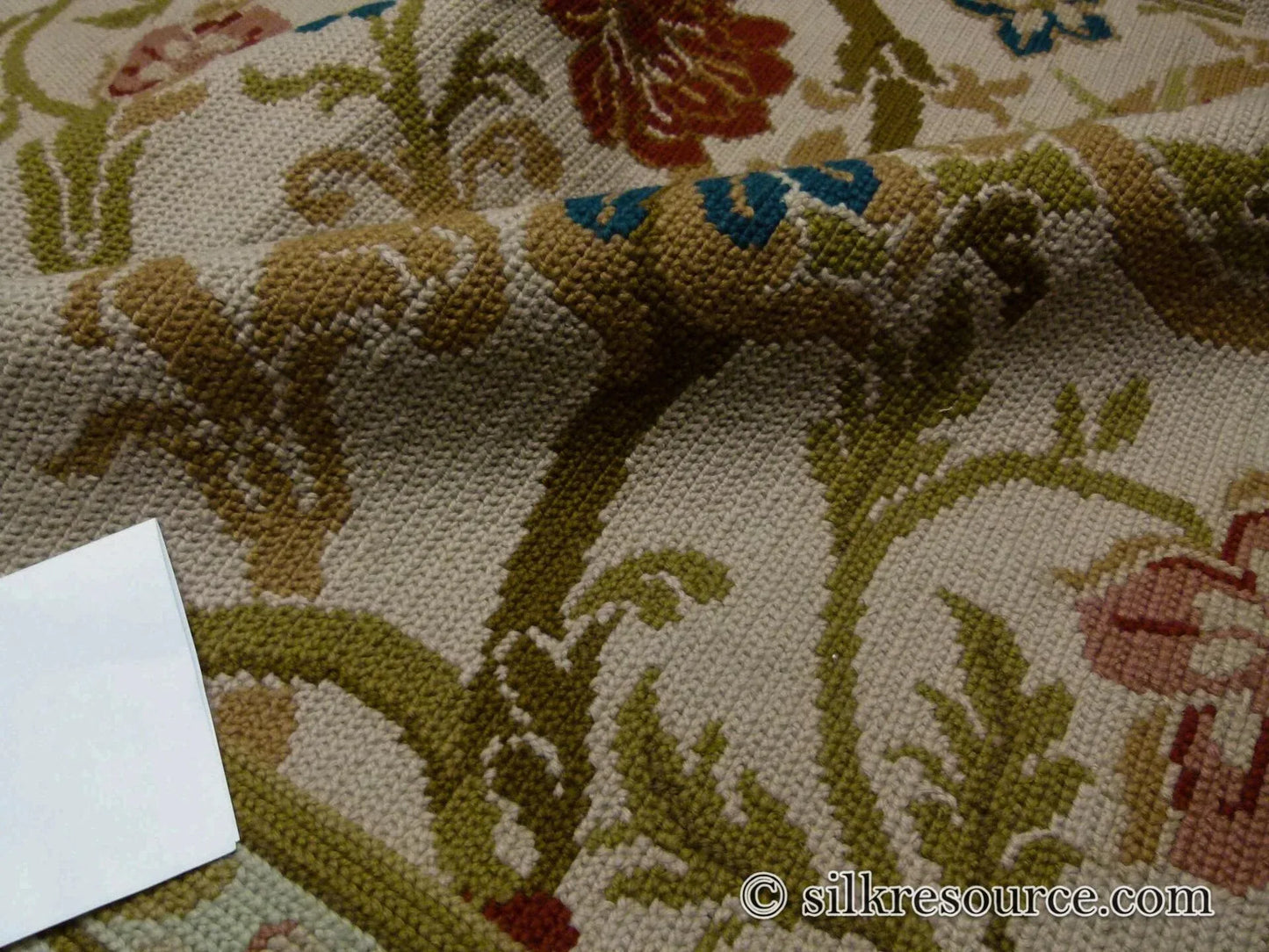 Stark Hay River Burly Wood 6'6" X10' Wool Needlepoint Fine Handmade Rug Renaissance Tulips Rose Iris Red Pink Blue Sage Green MSRP USD 1900