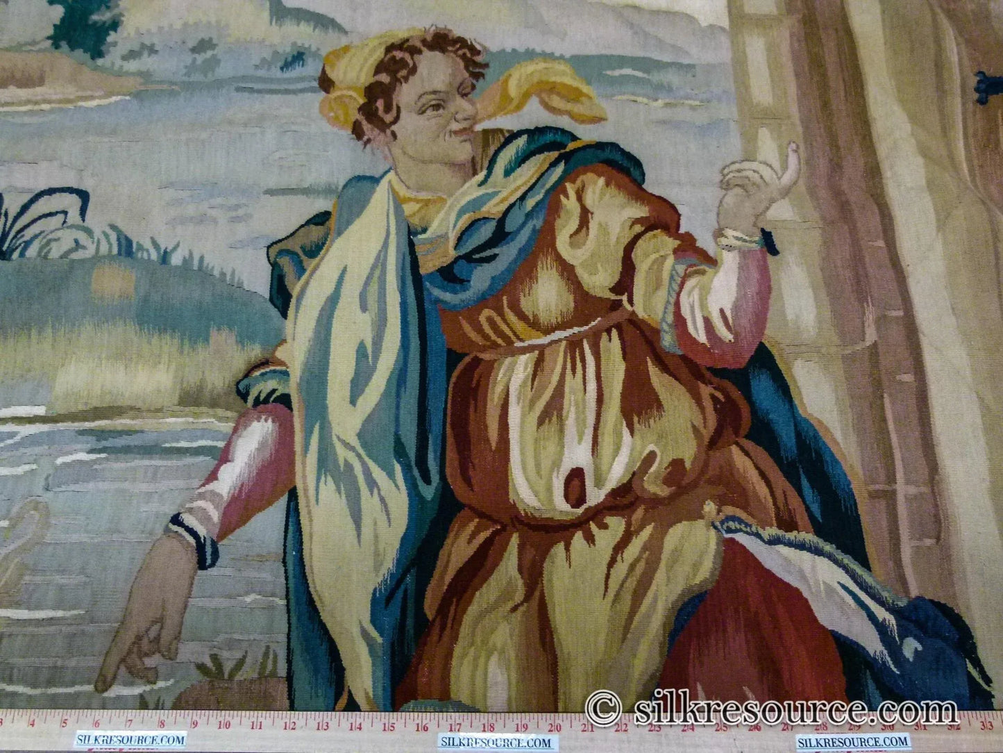 Stark Ilebo Silver 9x10'5" Aubusson Flemish Tapestry Wool Sea Ocean Port Figures Huge! MSRP USD 15000+