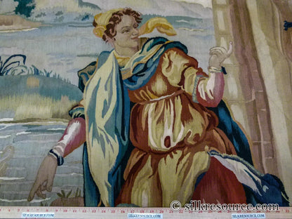 Stark Ilebo Silver 9x10'5" Aubusson Flemish Tapestry Wool Sea Ocean Port Figures Huge! MSRP USD 15000+