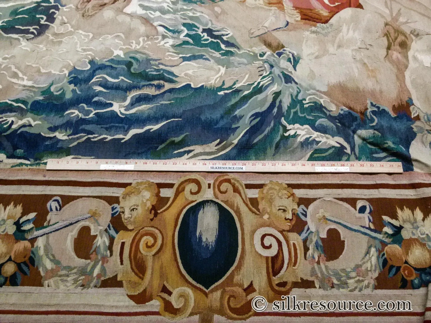 Stark Ilebo Silver 9x10'5" Aubusson Flemish Tapestry Wool Sea Ocean Port Figures Huge! MSRP USD 15000+