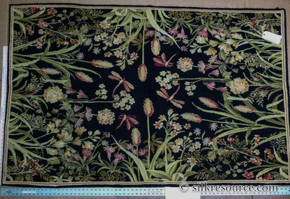 Stark Ialoveni Black 4'x6' Botanical Dutch Garden Nature Tulips Yarrow Dragonfly Pink Red Green MSRP USD 1200