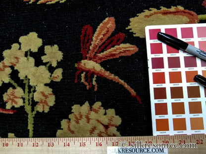 Stark Ialoveni Black 4'x6' Botanical Dutch Garden Nature Tulips Yarrow Dragonfly Pink Red Green MSRP USD 1200