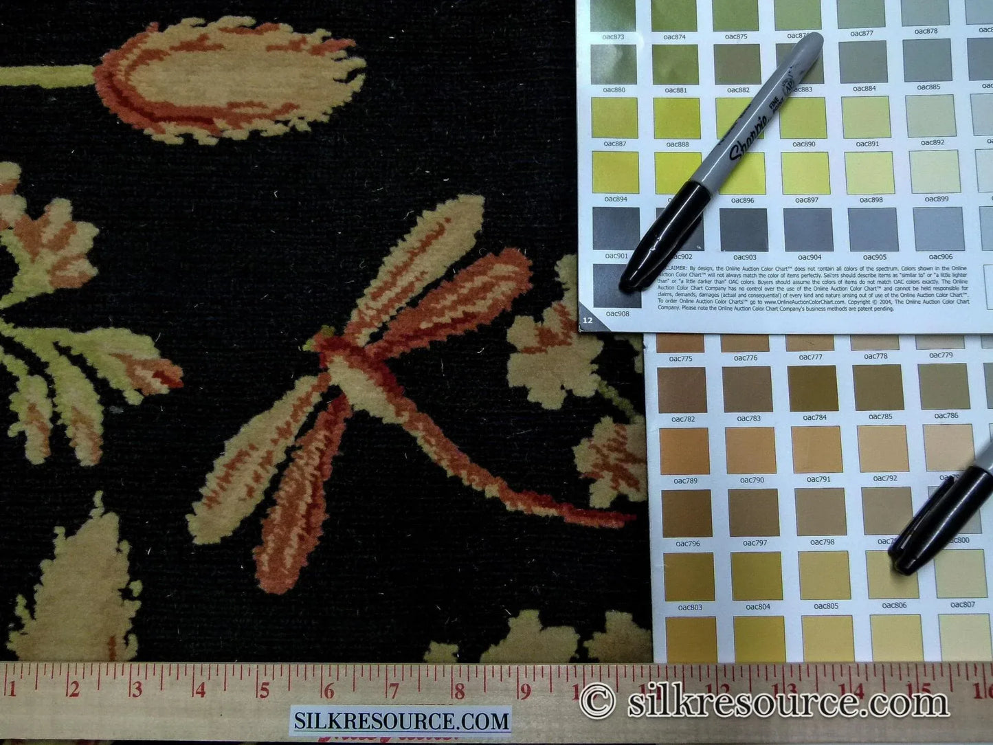 Stark Ialoveni Black 4'x6' Botanical Dutch Garden Nature Tulips Yarrow Dragonfly Pink Red Green MSRP USD 1200